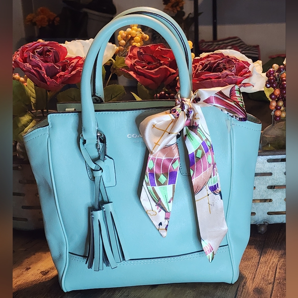 Coach Legacy Mini Tanner In Mint - Tassel Charm And Scarf
